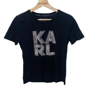 KARL LAGERFELD Women’s Logo Lace Appliqué Tee